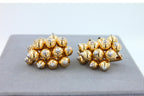 Diamonds Golden Spheres Gold Balls Geometric Bells Motif 18K Gold Earrings