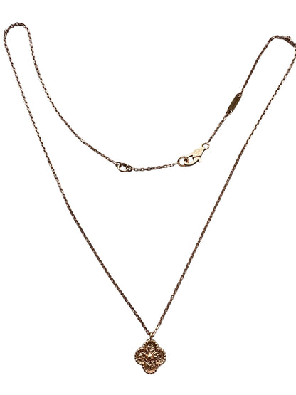 Van Cleef &amp; Arpels Sweet Alhambra Hammered 1 Motif 18K Rose Gold Pendant Necklace