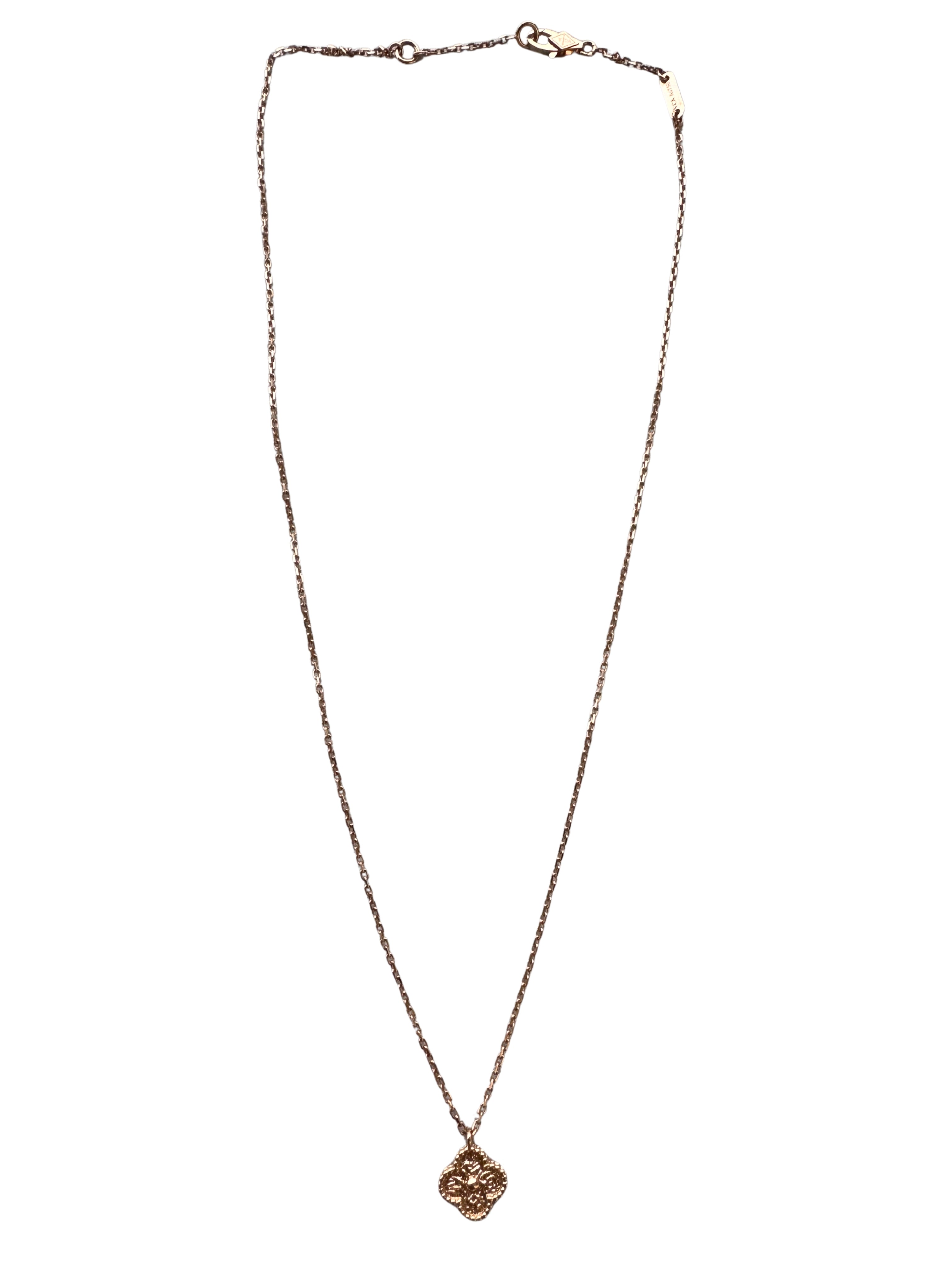 Van Cleef &amp; Arpels Sweet Alhambra Hammered 1 Motif 18K Rose Gold Pendant Necklace
