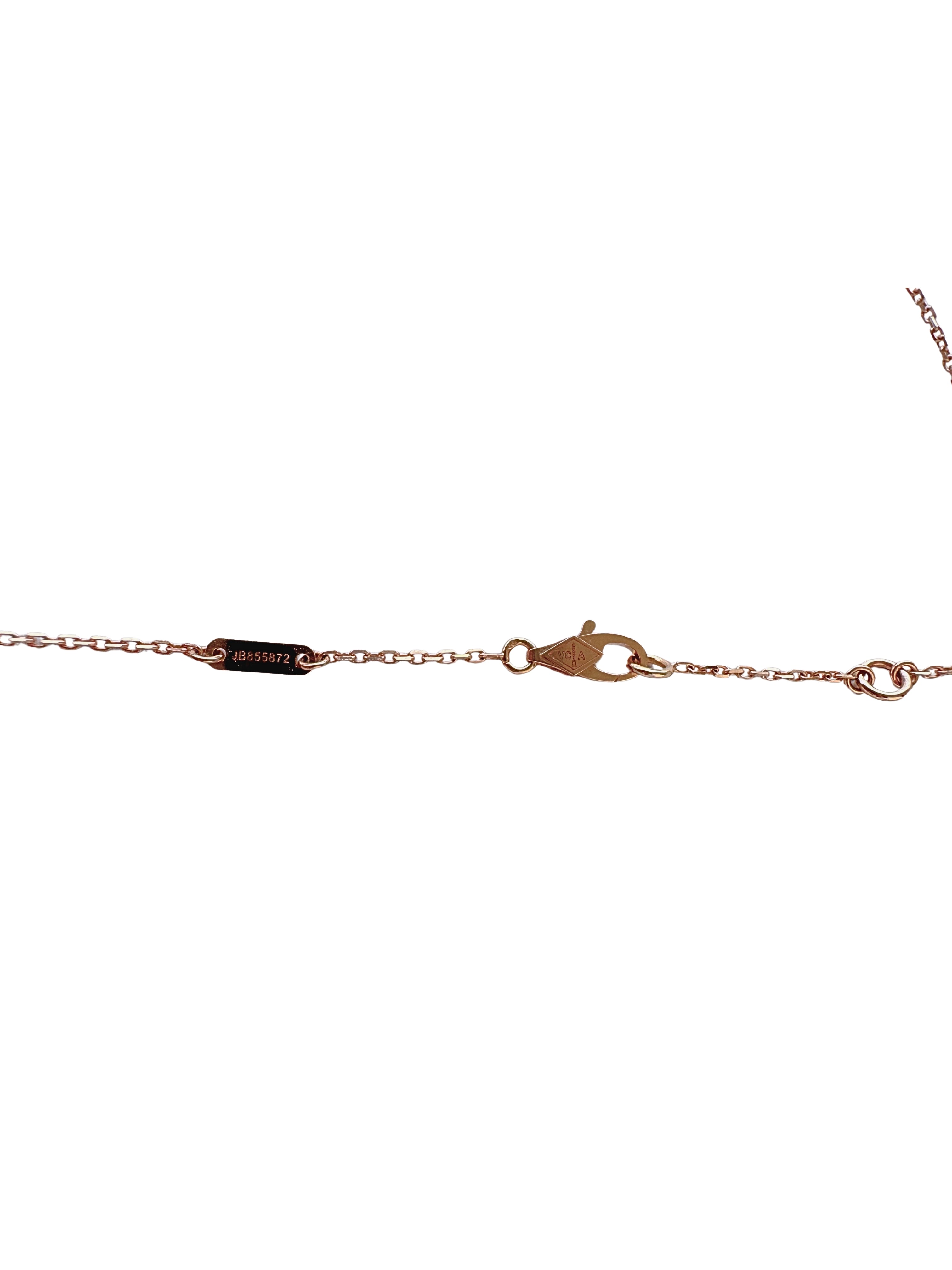Van Cleef &amp; Arpels Sweet Alhambra Hammered 1 Motif 18K Rose Gold Pendant Necklace