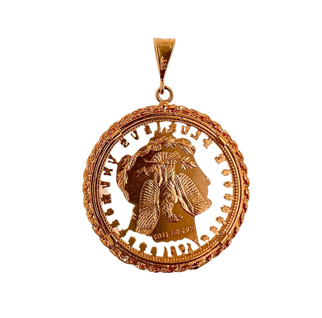 Vintage American Dollar Lady Liberty Genuine Coin White Rose Gold Vermeil Sterli