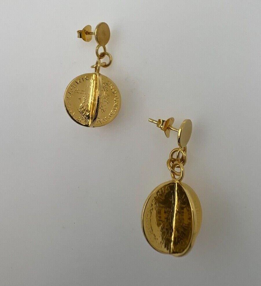 Vintage Genuine Real Dollar Coin Yellow Gold Vermeil Sterling Silver Charm Drop 