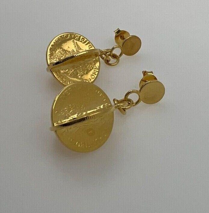 Vintage Genuine Real Dollar Coin Yellow Gold Vermeil Sterling Silver Charm Drop 