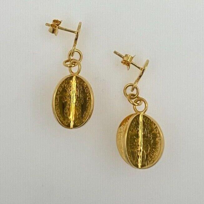 Vintage Genuine Real Dollar Coin Yellow Gold Vermeil Sterling Silver Charm Drop 