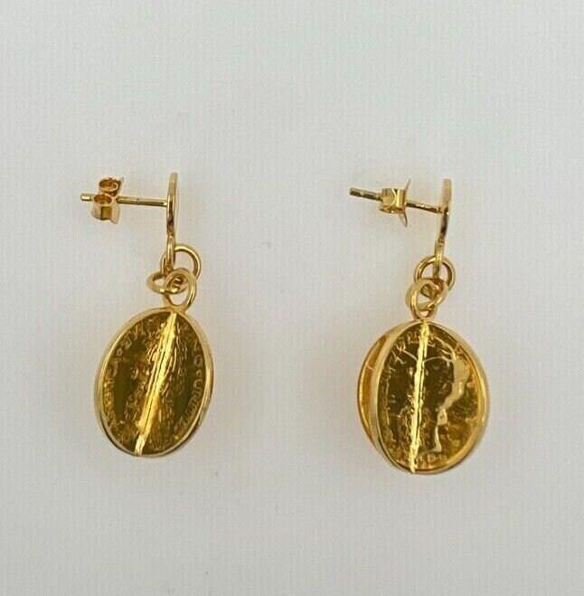 Vintage Genuine Real Dollar Coin Yellow Gold Vermeil Sterling Silver Charm Drop 