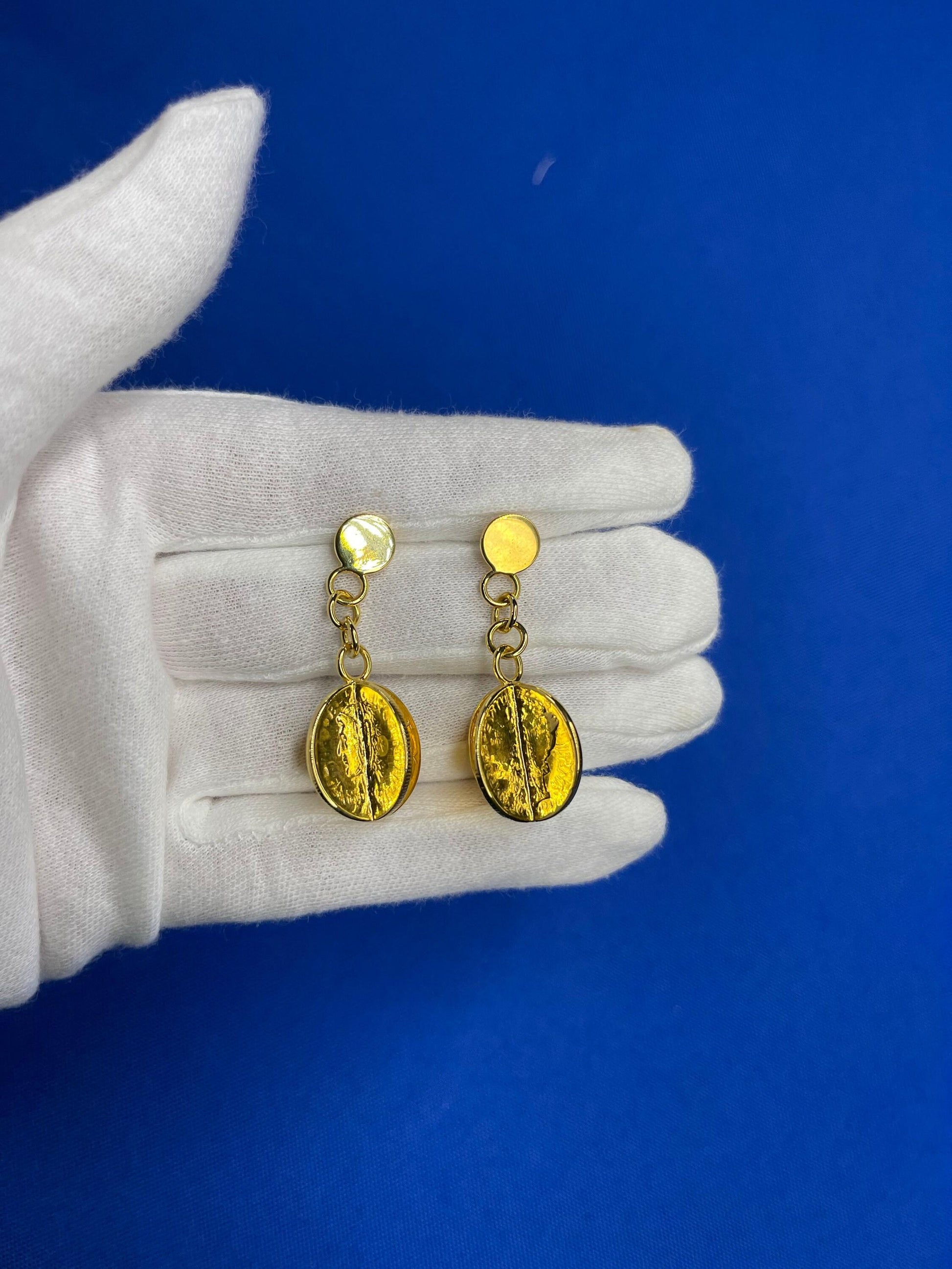 Vintage Genuine Real Dollar Coin Yellow Gold Vermeil Sterling Silver Charm Drop 
