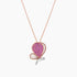 Pink Sapphire & Pearl & Diamonds Butterfly Sweet 18K Rose Gold Pendant Necklace