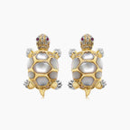 Turtles Fancy Diamond Red Ruby & White Pearl 18K Yellow Gold Animal Earrings