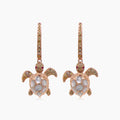 Turtles Fancy Diamond & Red Ruby & White Pearl 18K Rose Gold Animal Earrings
