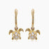 Turtles Fancy Diamond & Red Ruby & White Pearl 18K Yellow Gold Animal Earrings