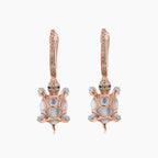 Turtles Fancy Diamond & Red Ruby & White Pearl 18K Rose Gold Animal Earrings