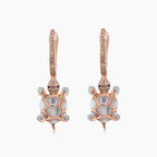 Turtles Fancy Diamond & Red Ruby & White Pearl 18K Rose Gold Animal Earrings