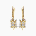 Turtles Fancy Diamond & Red Ruby & White Pearl 18K Yellow Gold Animal Earrings