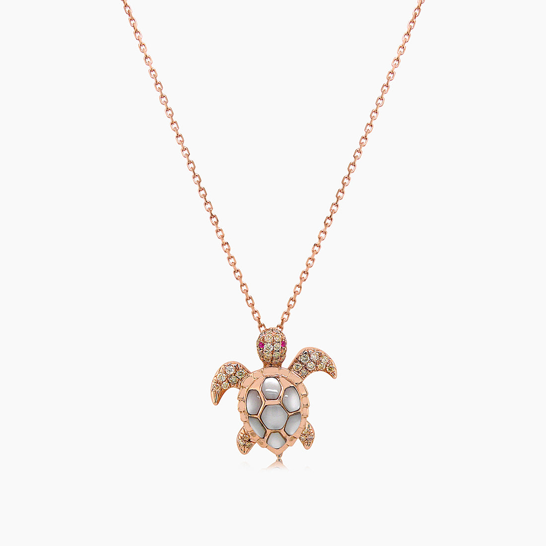 Turtle Fancy Diamond &amp; Ruby &amp; White Pearl 18K Yellow Gold Pendant Necklace