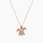 Turtle Fancy Diamond & Ruby & White Pearl 18K Yellow Gold Pendant Necklace