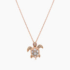Turtle Fancy Diamond & Ruby & White Pearl 18K Yellow Gold Pendant Necklace
