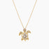 Turtle Fancy Diamond & Ruby & White Pearl 18K Yellow Gold Pendant Necklace