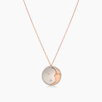 Moon Star Celestial Zodiac White Pearl White Diamond Rose Gold Pendant Necklace