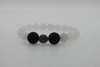 White Agate Black Onyx Round Bead Stretchy Unique Statement Circle Beads Chakra 