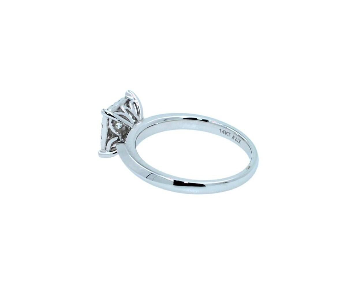 White Diamond Brilliant Cut Square Halo Pave Set French Cluster Illusion Engagem
