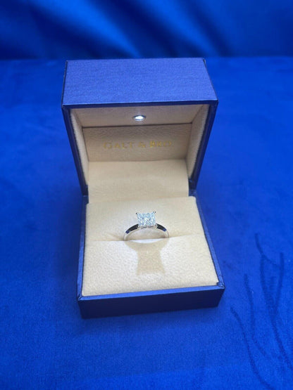 White Diamond Brilliant Cut Square Halo Pave Set French Cluster Illusion Engagem