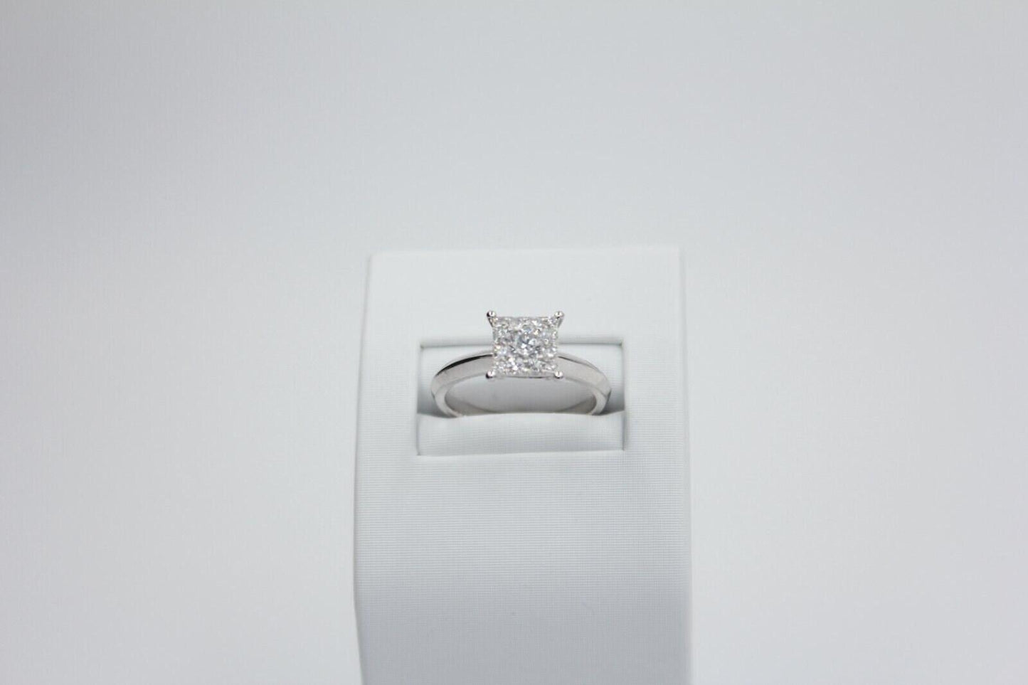 white diamond brilliant cut square halo pave set french cluster illusion engagem