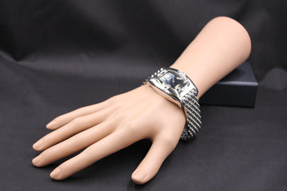 White Sapphires Pave Dial Luxury Swiss Quartz Exotic Watch