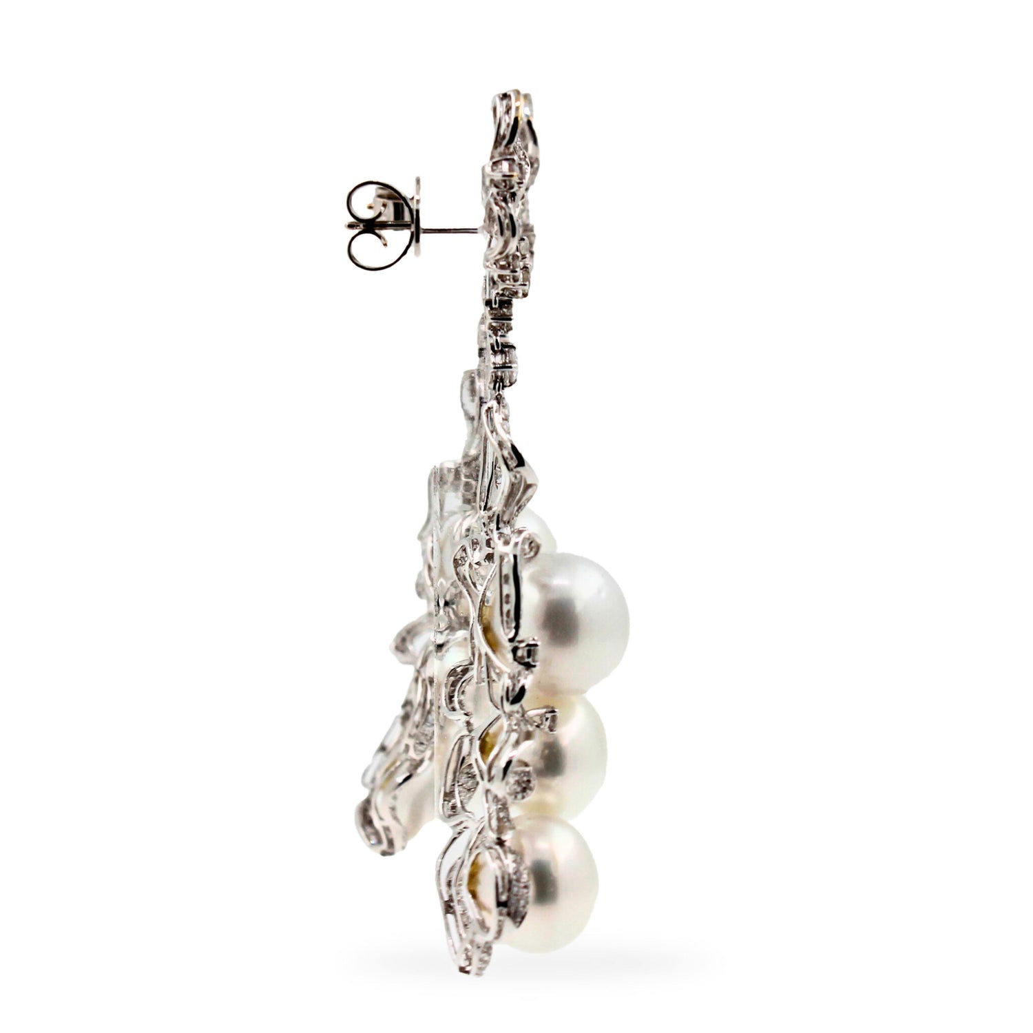 White South Sea Pearl Diamond 18 Karat White Gold Statement Chunky Earrings