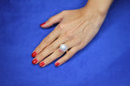 White South Sea Pearl Diamond Halo Comet Form Pink Red Spinel 18 Karat Gold Ring