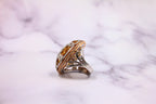 Yellow & Pink Sapphire Diamond Pave Multi Layered Dome 18K White Rose Gold Ring