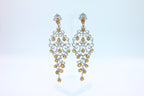 Yellow Sapphire Ornamental Diamond Pave Chandelier Drop 18k White Gold Earrings