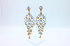Yellow Sapphire Ornamental Diamond Pave Chandelier Drop 18k White Gold Earrings