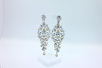Yellow Sapphire Ornamental Diamond Pave Chandelier Drop 18k White Gold Earrings