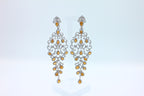 Yellow Sapphire Ornamental Diamond Pave Chandelier Drop 18k White Gold Earrings