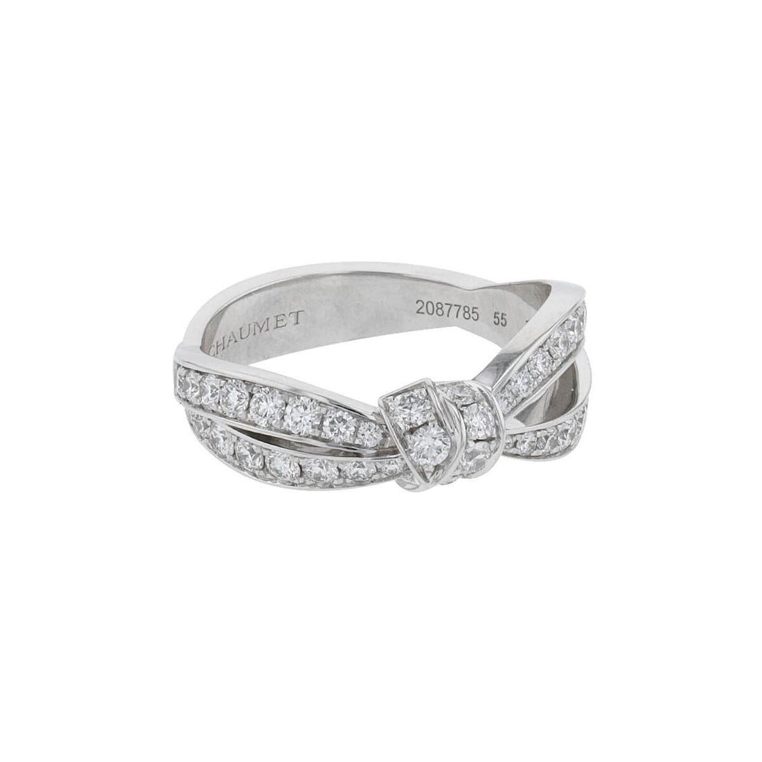 Chaumet Liens Seduction Ribbon Symbol Diamonds 18K White Gold Ring