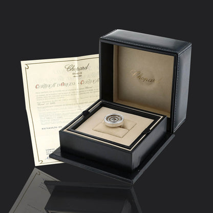 Chopard Happy Spirit Diamonds Circle Round Diamond Halo Set 18K White Gold Ring