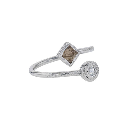 De Beers Talisman Polished &amp; Brown Rough Natural Diamonds 18K White Gold Ring