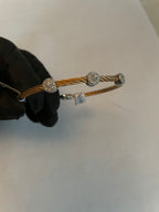 Yellow Cable Row Steel 18 Karat White Gold Diamonds Filigree Statement Bracelet