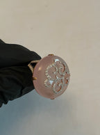 Rose Quartz Diamond 18 Karat Rose Gold Rose Theme Flowers Floral Statement Ring