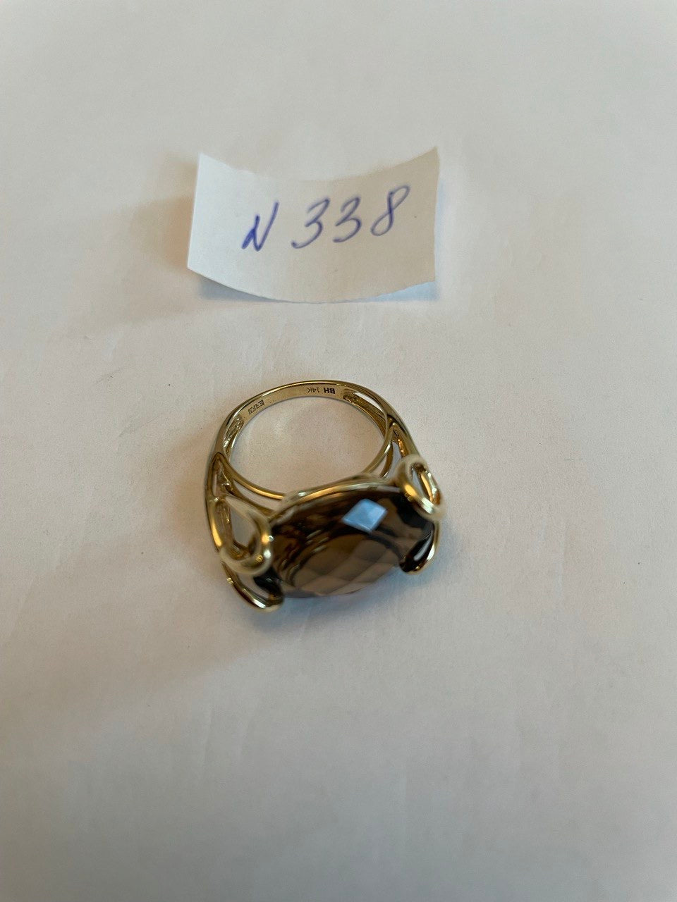 Oval Shape Brown Smoky Quartz 14K Yellow Gold Statement Cocktail Ring