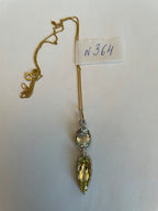 Yellow Lemon Quartz Green Amethyst Prasiolite 14K Gold Diamond Pendant Necklace