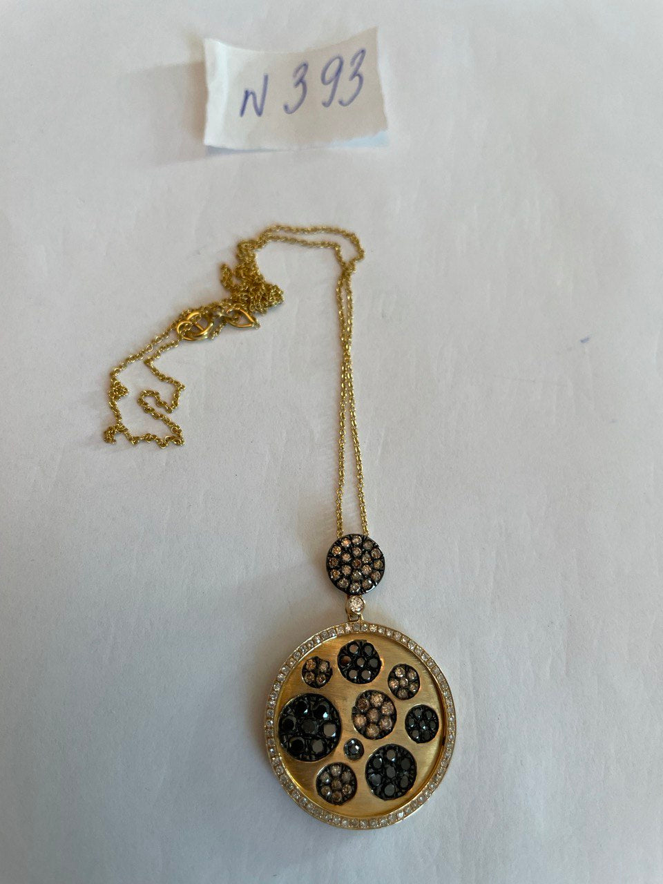 Diamond Pave Galaxy Solar Universal 14K Yellow Gold Pendant Medallion Necklace