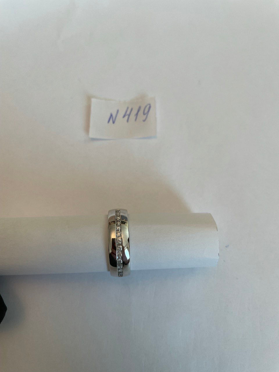 Men's Diamond Channel Set 14K White Gold Band Classic Ring