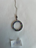 Amethyst Green Tsavorite Blue Sapphire Diamonds 14K White Gold Pendant Necklace