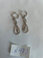 Diamond Pave Set Halo Fancy Shape 14K White Gold Statement Drop Earrings