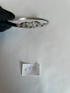 White Snow Leopard Panther Diamond Pave 14K White Gold Hinge Bangle Bracelet