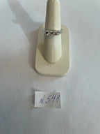 Three Stone Round Shape Brilliant Cut White Diamond White Gold Statement Ring