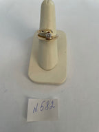 Unique Round Diamond Tension Set Flush Set Bypass 14K Yellow Gold Statement Ring