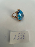 Pear Teardrop Shape Swiss Blue Topaz Diamond Halo Yellow Statement Spire Ring