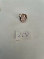 Pear Teardrop Shape Faceted Pink Rose Quartz Diamond Halo 14K Rose Gold Ring